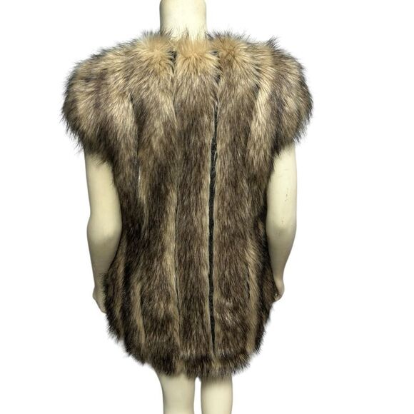 Design Lab Lord & Taylor Faux Fur Vest Tan and Brown Lined Fake Fur Vest Small - Picture 7 of 12
